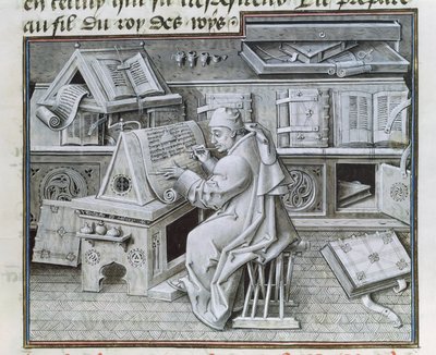 Il copista Jean Mielot che lavora nel suo scriptorium, dal 